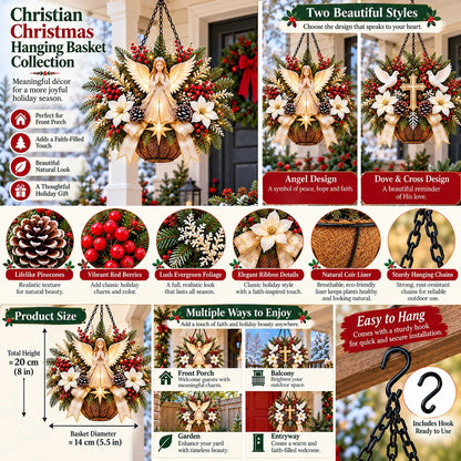 🎄 CHRISTMAS LIMITED-TIME 50% OFF | Christian Christmas Hanging Basket™ – Angel & Dove Faith-Inspired Holiday Porch Decor