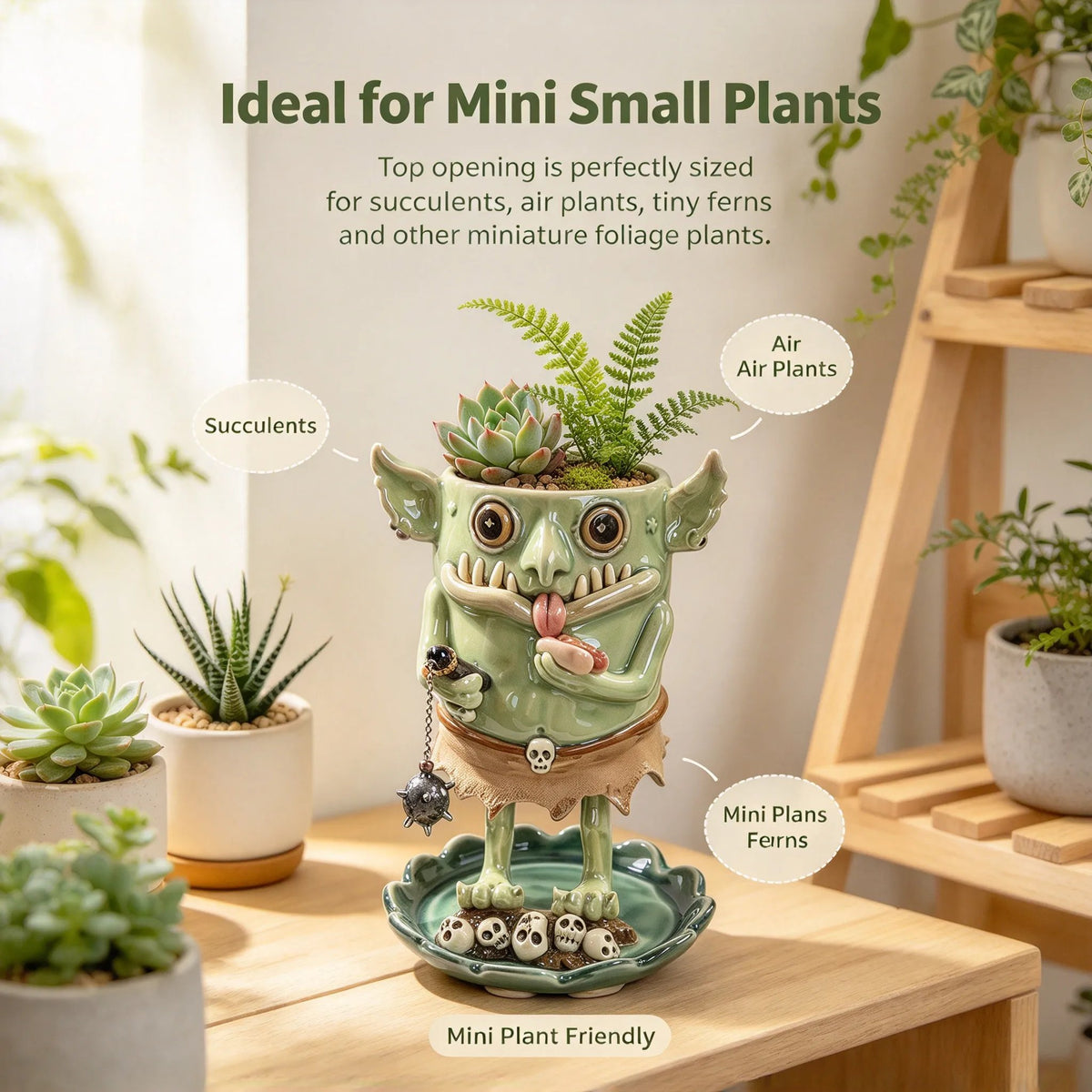 👺Handmade Gothic Goblin Ceramic Planter