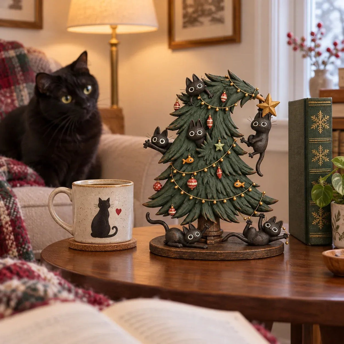 🎄 Cute Black Cat Christmas Tree Decor