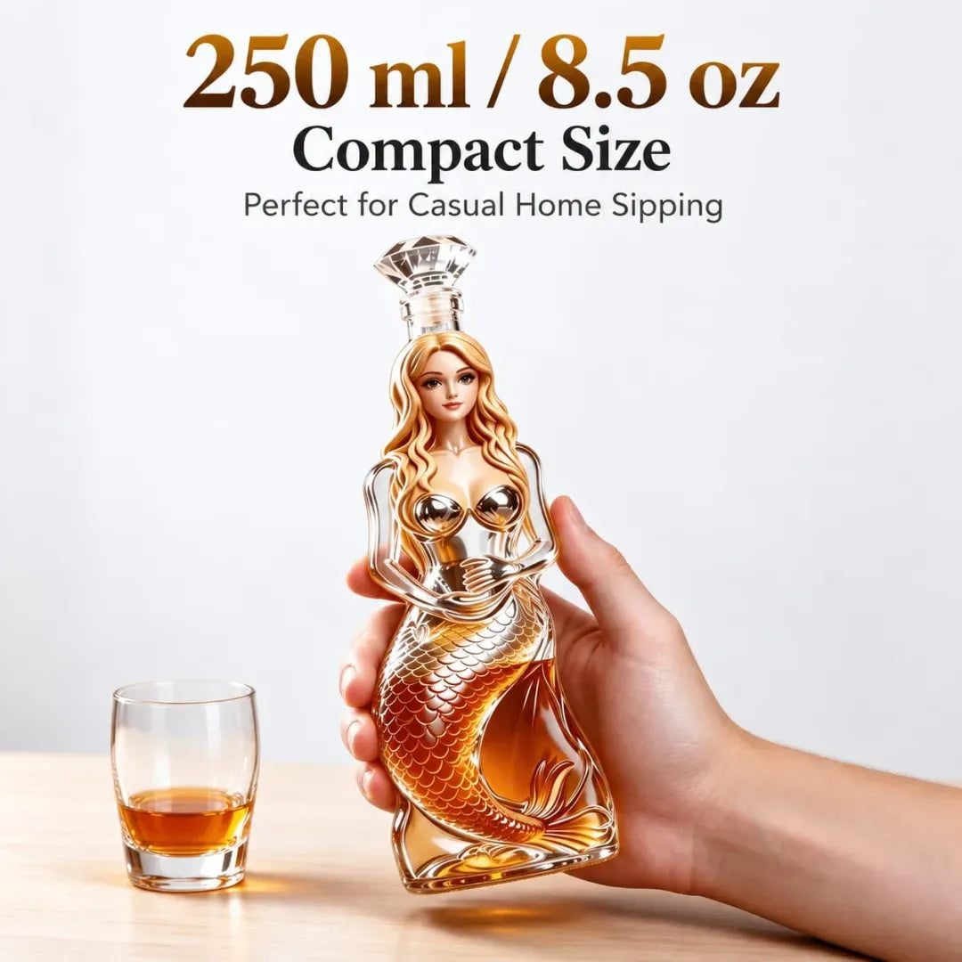Enchanted Mermaid Glass Whiskey Decanter