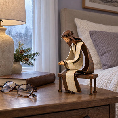 Santa Kneeling Before Jesus Christmas Figurines