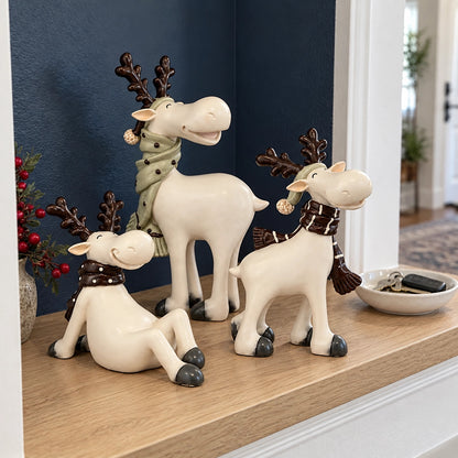 3-Piece Christmas Reindeer Figurine Set