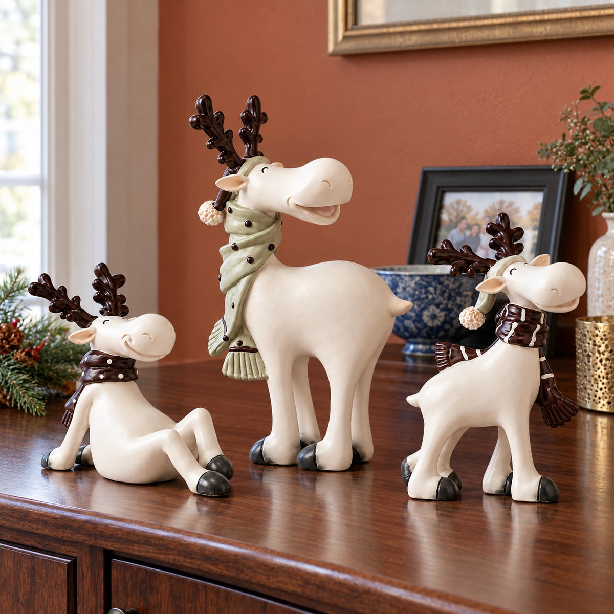 3-Piece Christmas Reindeer Figurine Set