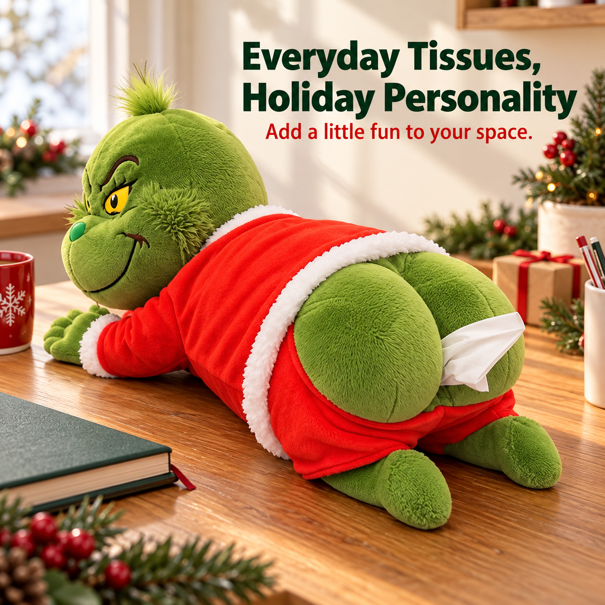🎄 Funny Christmas Plush Tissue Box Cover – A Cheeky Holiday Surprise! 😂