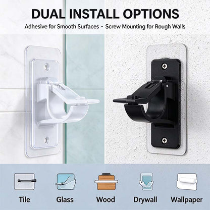 🏠2-Pack No-Drill Curtain Rod Brackets, Self-Adhesive Multifunctional Acrylic Gel Rod Holder Hooks