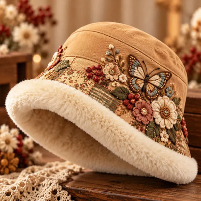 🌸 Women’s Warm Plush-Lined Winter Bucket Hat – Cute Floral & Animal Prints ❄️