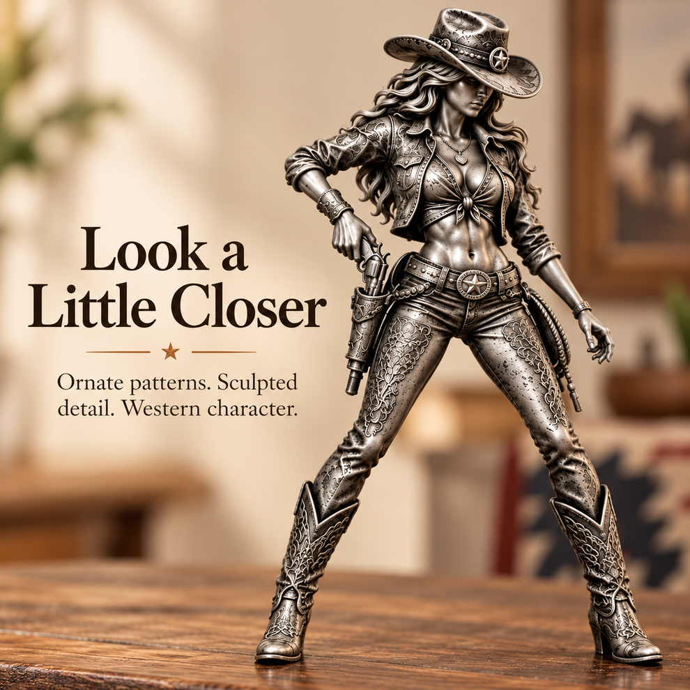 Style C bold standing vintage cowgirl figurine
