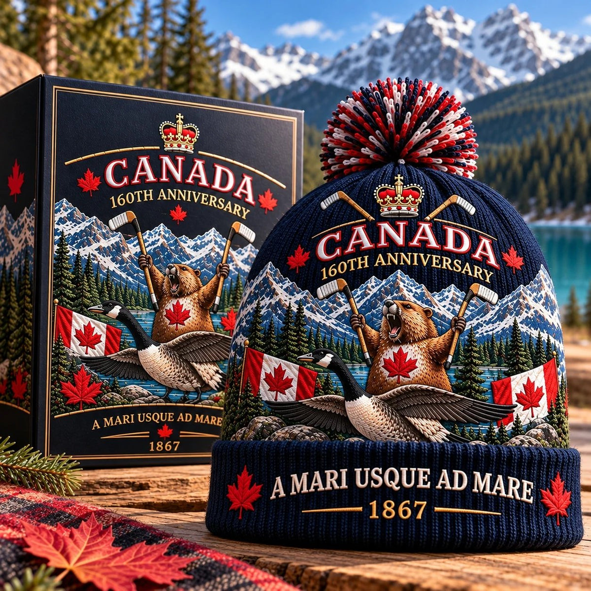 🇨🇦 Canada 160th Anniversary Knit Beanie – Soft, Stretchy & Cozy Winter Hat 🍁
