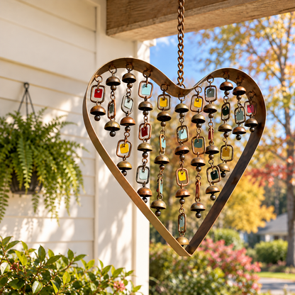 🎐 Heart Wind Chime – Handcrafted Metal Garden Ornament