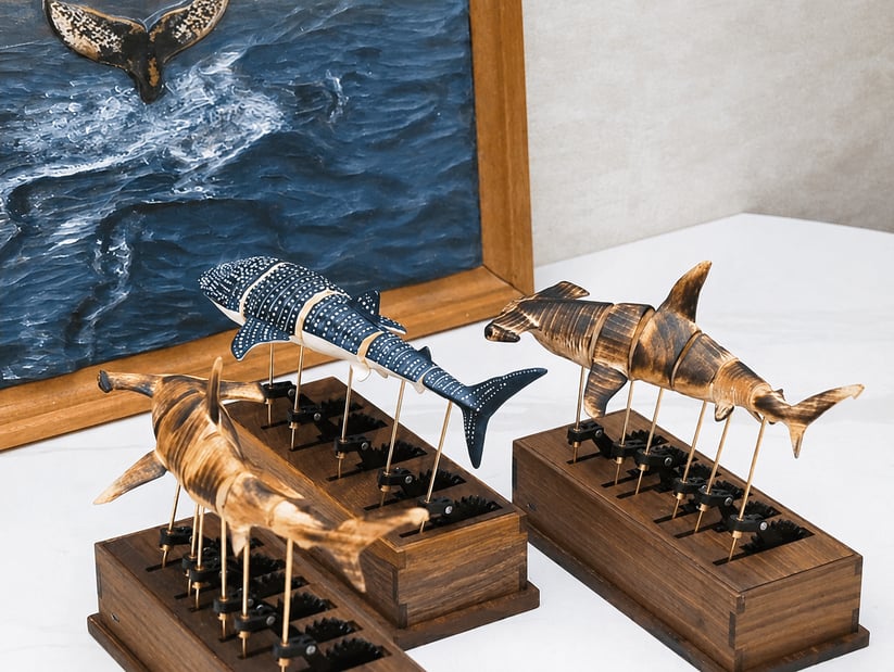 🌊Handcrafted Wooden Ocean Animal Mechanical Model