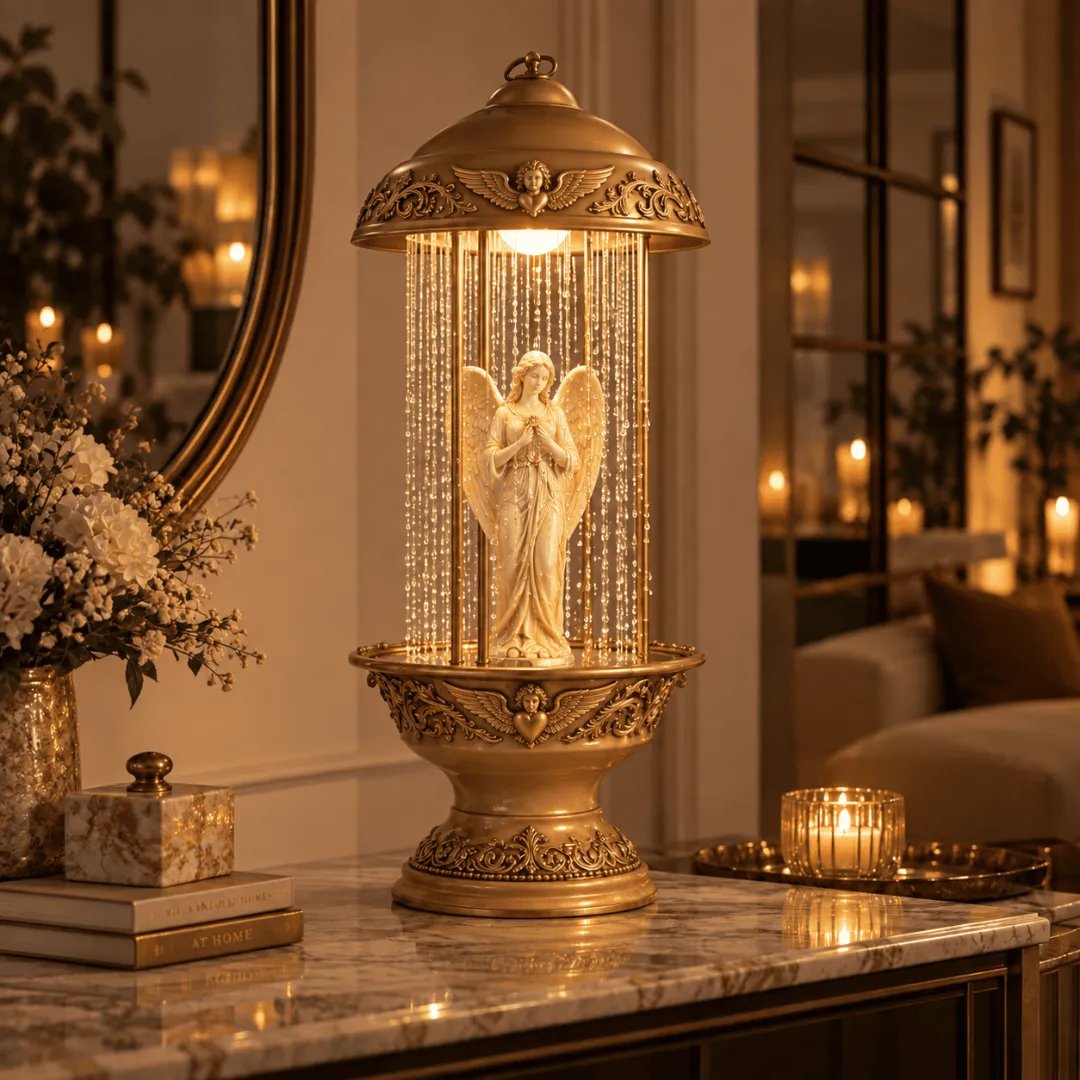 Vintage Oil Rain Lamp with Classical Statue
