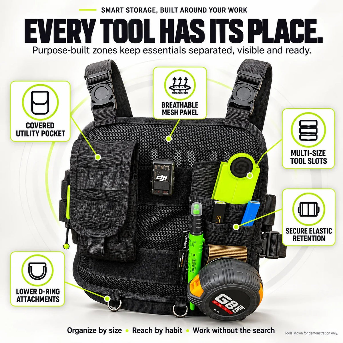 🛠️ Hands-Free Multi-Pocket Chest Tool Organizer – Keep Every Essential Within Reach