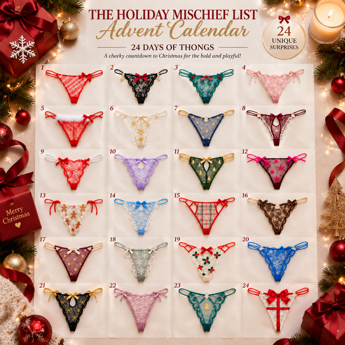 🎁 24 Days of Temptation™ – Thong Advent Countdown Gift Box | A Playful Surprise for Every Day 🔥