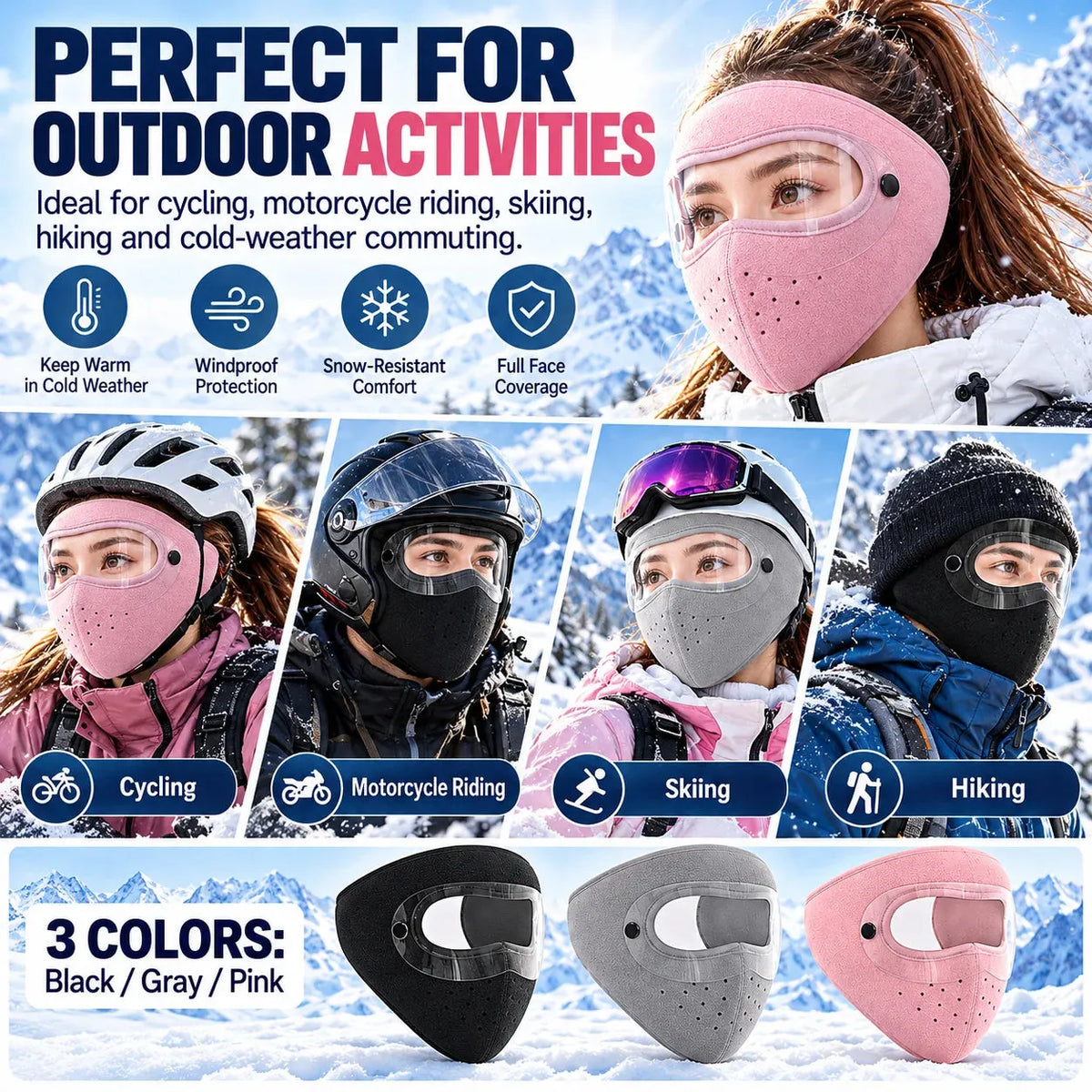 ❄️Winter Windproof Face Mask | Detachable Anti-Fog Goggles for Ski & Ride
