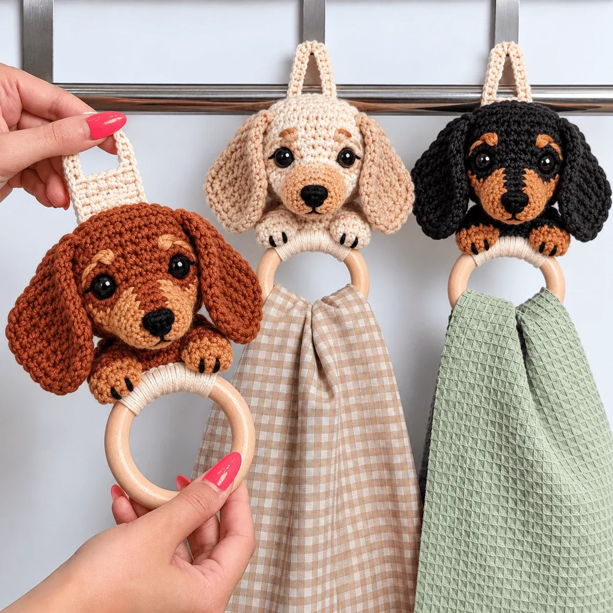 🧶 Sausage Dog Crochet Towel Holder Kit 🐶