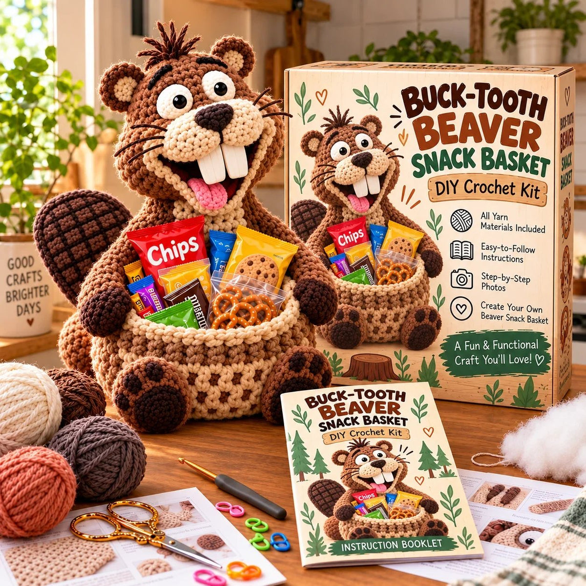 Funny Animal Crochet Snack Basket DIY Kit
