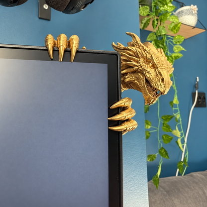 Legendary Dragon Screen Guardian – 3D Fantasy Monitor Corner Figurine, Unique Gaming Desk Decor & Gifts for Dragon Lovers