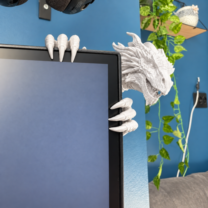 Legendary Dragon Screen Guardian – 3D Fantasy Monitor Corner Figurine, Unique Gaming Desk Decor & Gifts for Dragon Lovers