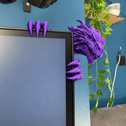 Legendary Dragon Screen Guardian – 3D Fantasy Monitor Corner Figurine, Unique Gaming Desk Decor & Gifts for Dragon Lovers