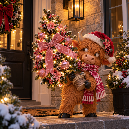 🎄🐮 🎀 The Pinkmas Tree Thief | Funny Light-Up Highland Cow Christmas Decor