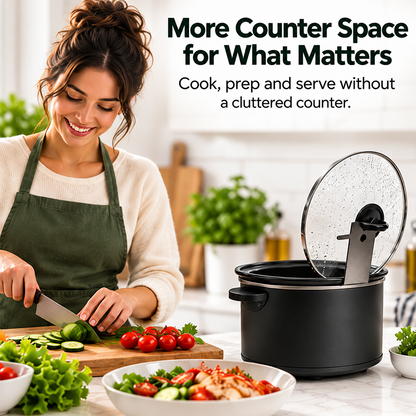 Multifunctional Pot Lid & Utensil Stand | Upright Lid Holder with Anti-Slip Base for Cleaner, Less-Cluttered Cooking