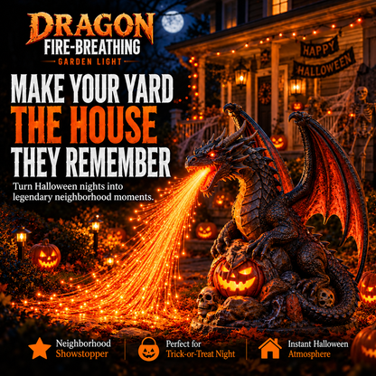 🐉 Inferno Dragon™ Fire-Breathing Solar Garden Light – Glowing Halloween Dragon Statue for Outdoor Yard & Porch Decor