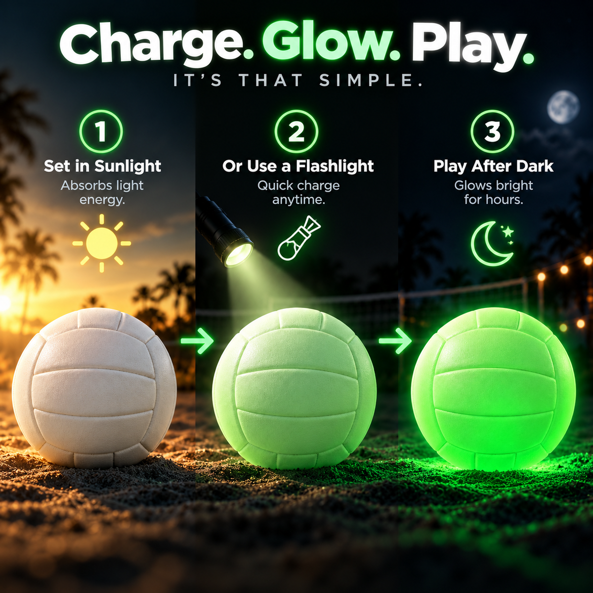 Glow-in-the-Dark Volleyball – Full-Size Night Play Ball