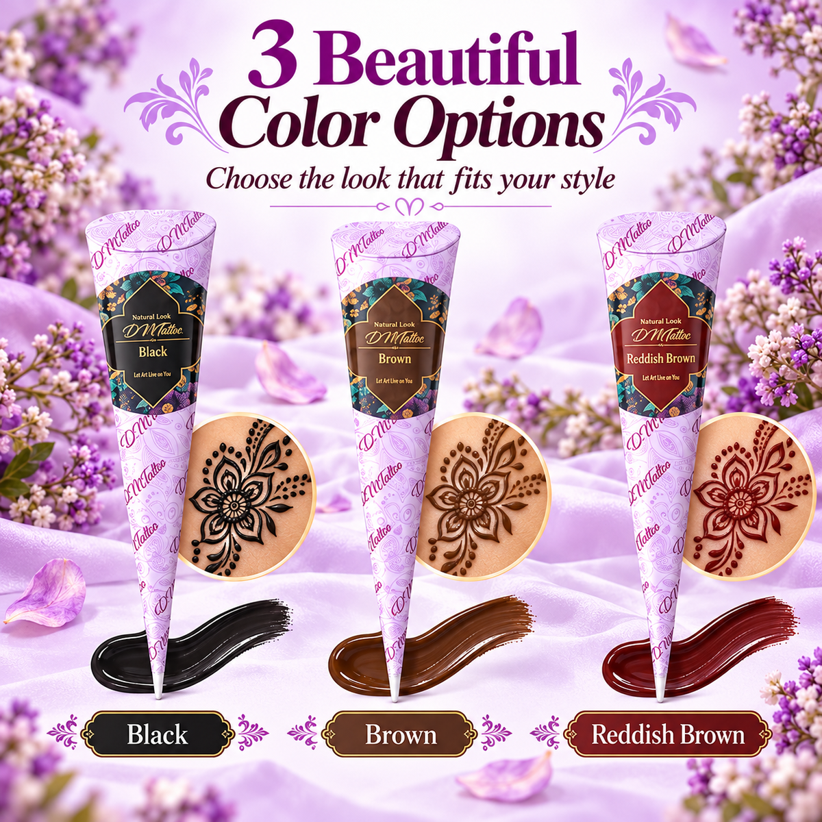 Henna Tattoo Kit with Stencils – Temporary Body Art Cones for Hands & Creative Designs