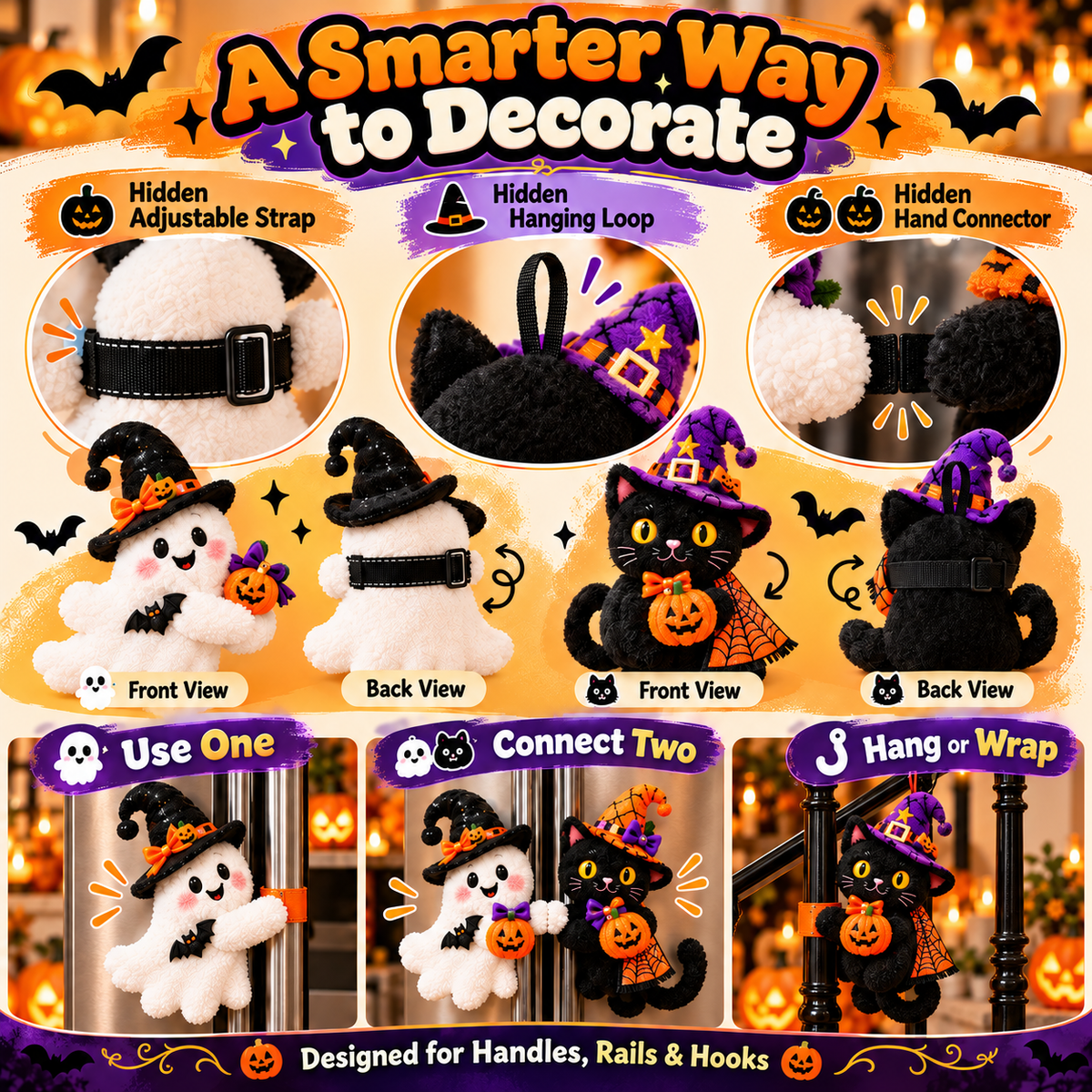 Halloween Handle Hugger adjustable strap hanging loop and pair connector