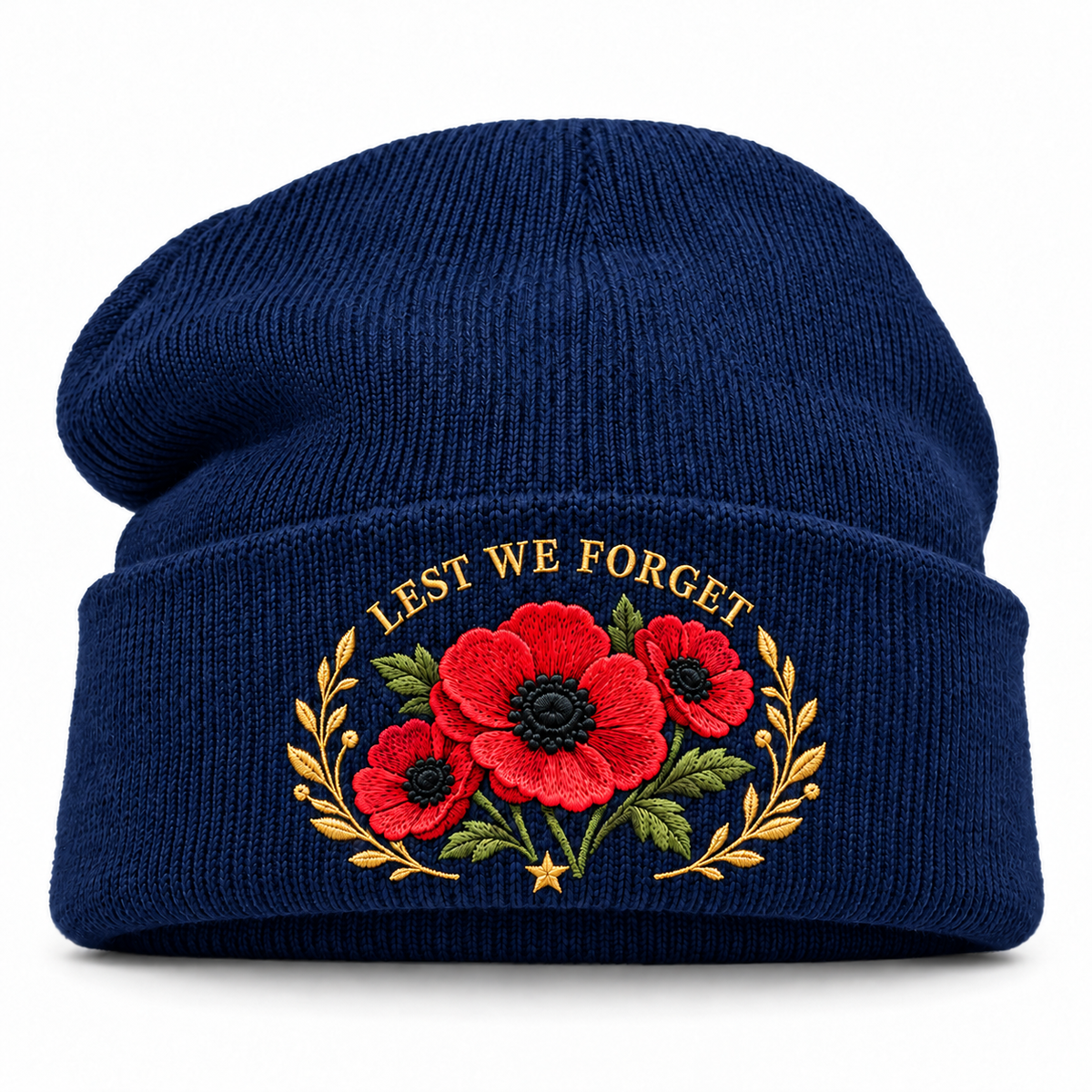 🌺 Remembrance Poppy Embroidered Beanie - A Tribute to Those Who Served