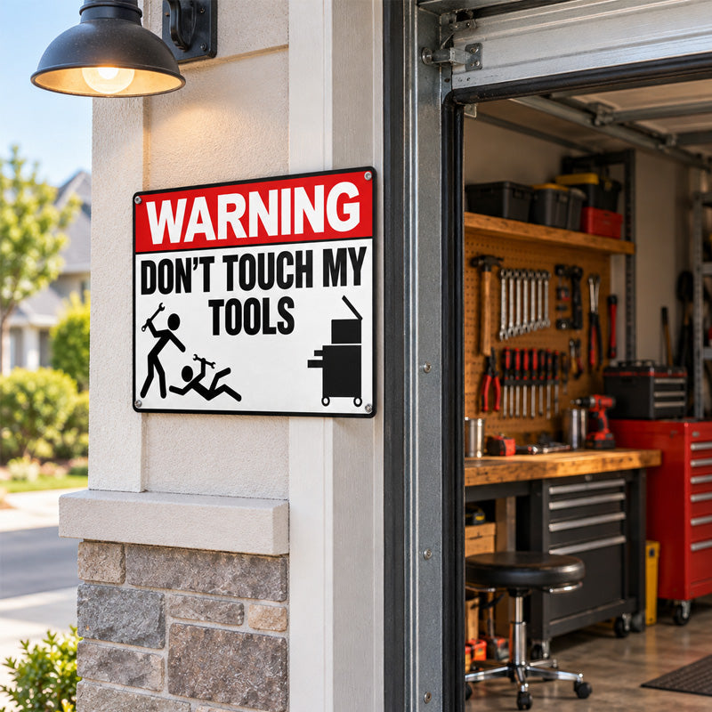 Warning: Don't Touch My Tools Sign