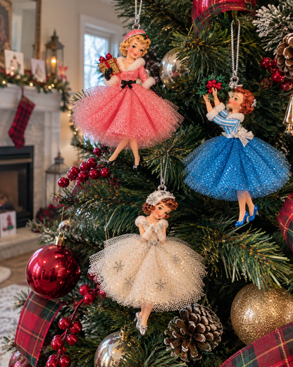 Vintage Christmas Lady Ornaments – 1950s-Inspired Holiday Charm 🎄