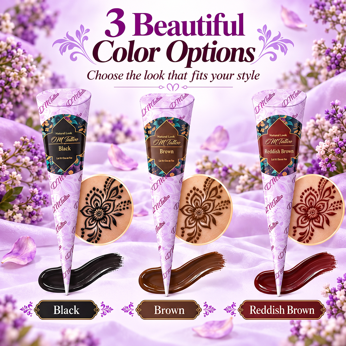 Black, brown and reddish brown applicator color examples