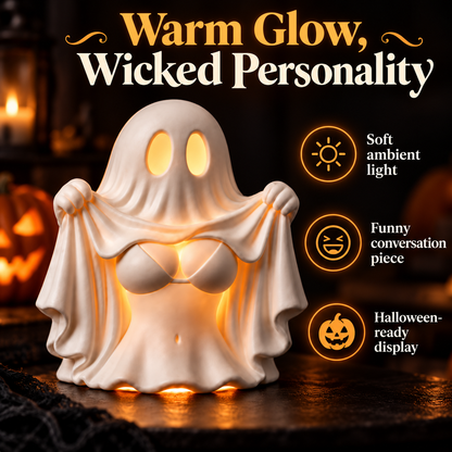 Cheeky Ghost Halloween Tabletop Decor – Funny Light-Up Figurine