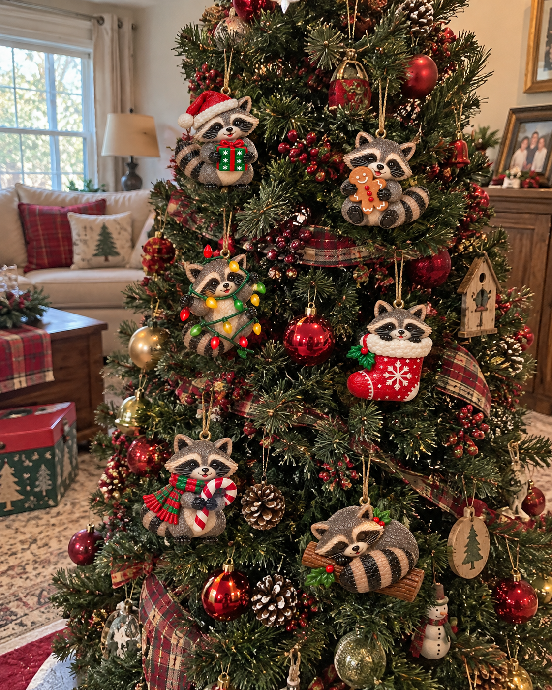 Adorable Christmas Raccoon Ornaments