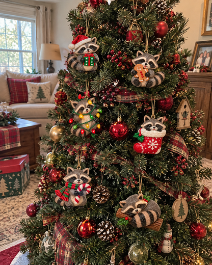 Adorable Christmas Raccoon Ornaments