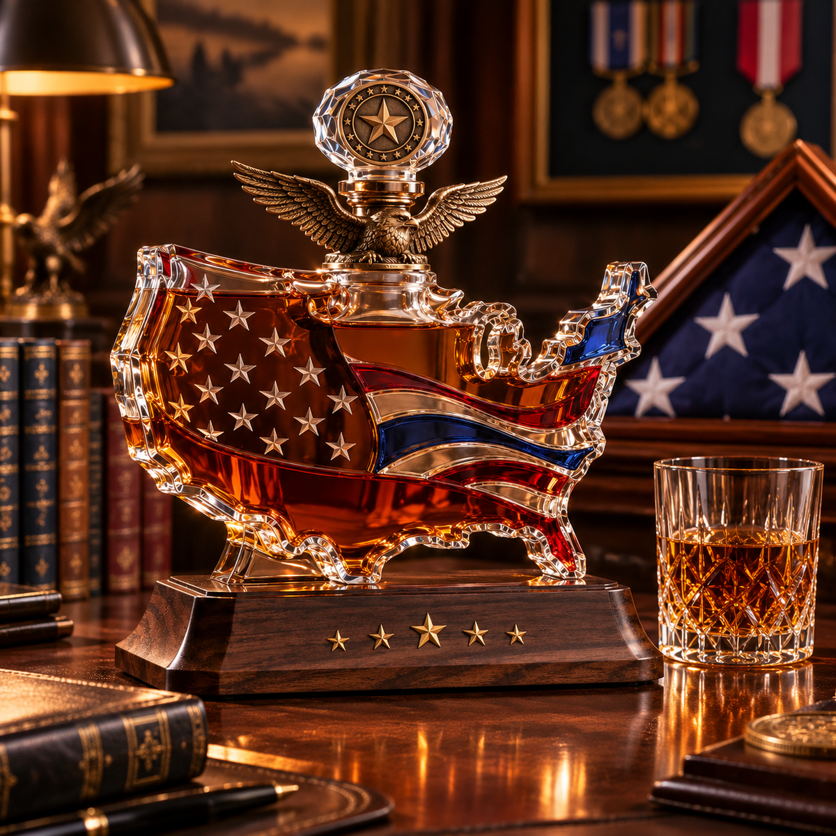 A TRIBUTE THAT LASTS-Veterans Tribute Crystal Decanter