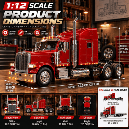 🔥LAST DAY 49%🚛 Candy Apple Red American Truck Model Kit – Build Your Own Classic Semi Truck