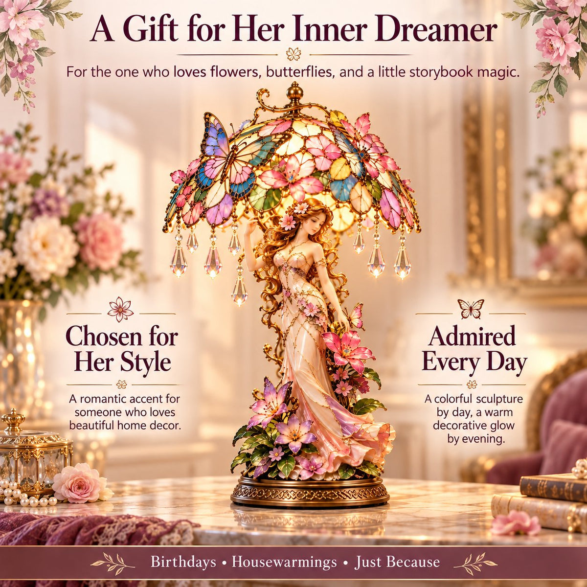 Enchanted Butterfly Garden Table Lamp