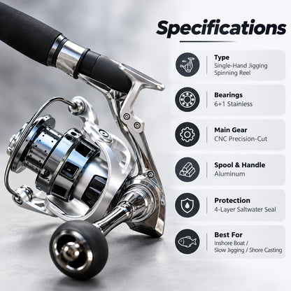 🎣 Single-Hand Jigging Reel