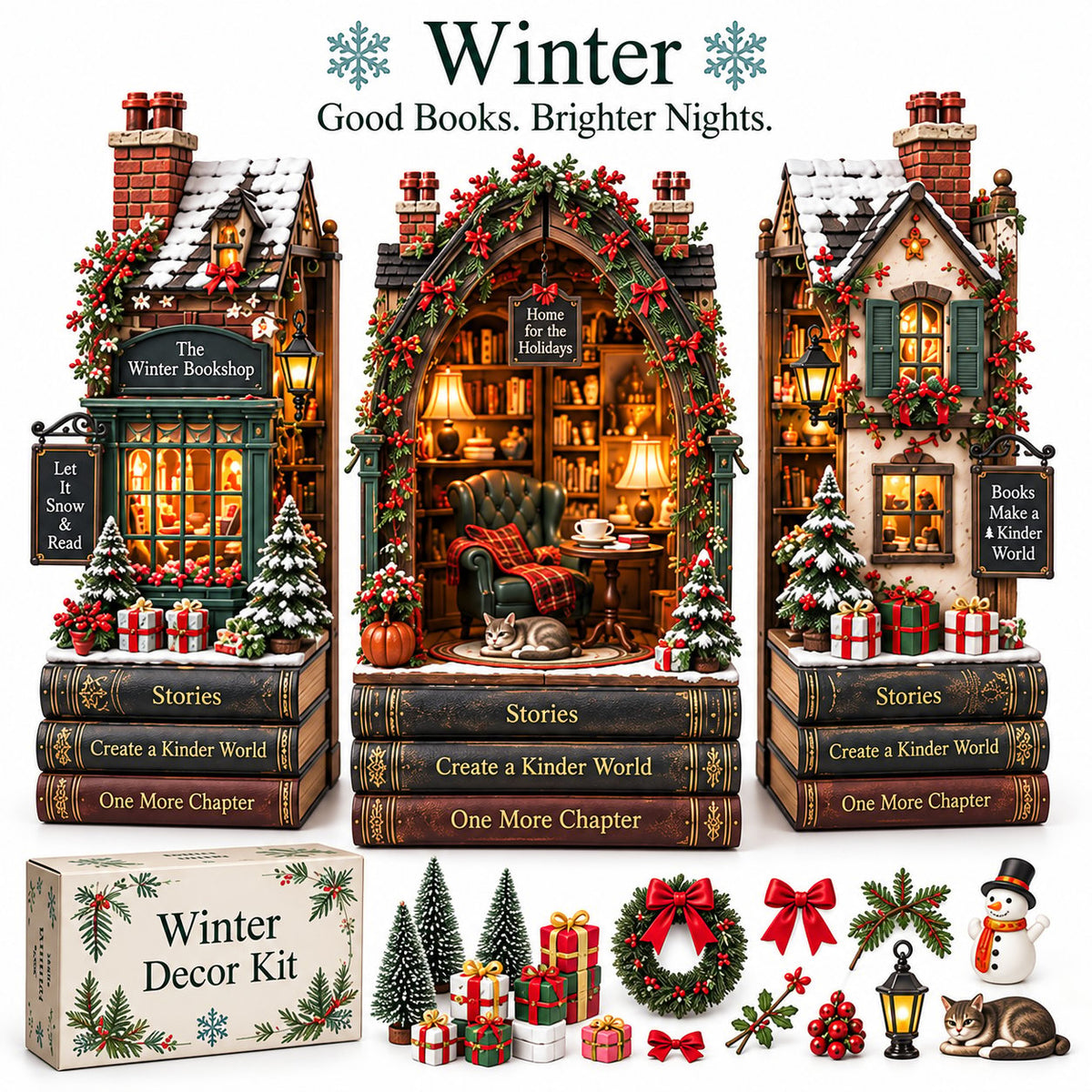 Grandma's Christmas Quilting Cottage – DIY Light-Up Miniature Dollhouse Kit, Cozy Holiday Craft & Handmade Christmas Gift