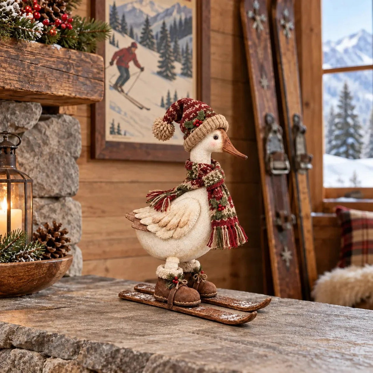 🎄⛷️ Vintage Christmas Skiing Goose Figurine | Adorable Holiday Home Decor