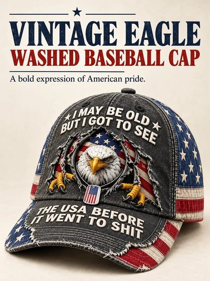 🦅🇺🇸 American Bald Eagle Embroidered Vintage Baseball Cap