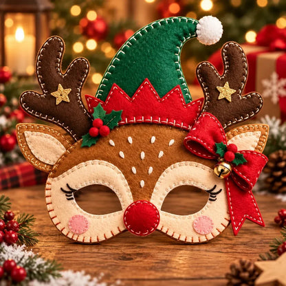 🎄 Handmade Christmas Felt Masks | Cute Holiday Party Costumes & Festive Dress-Up Accessories
