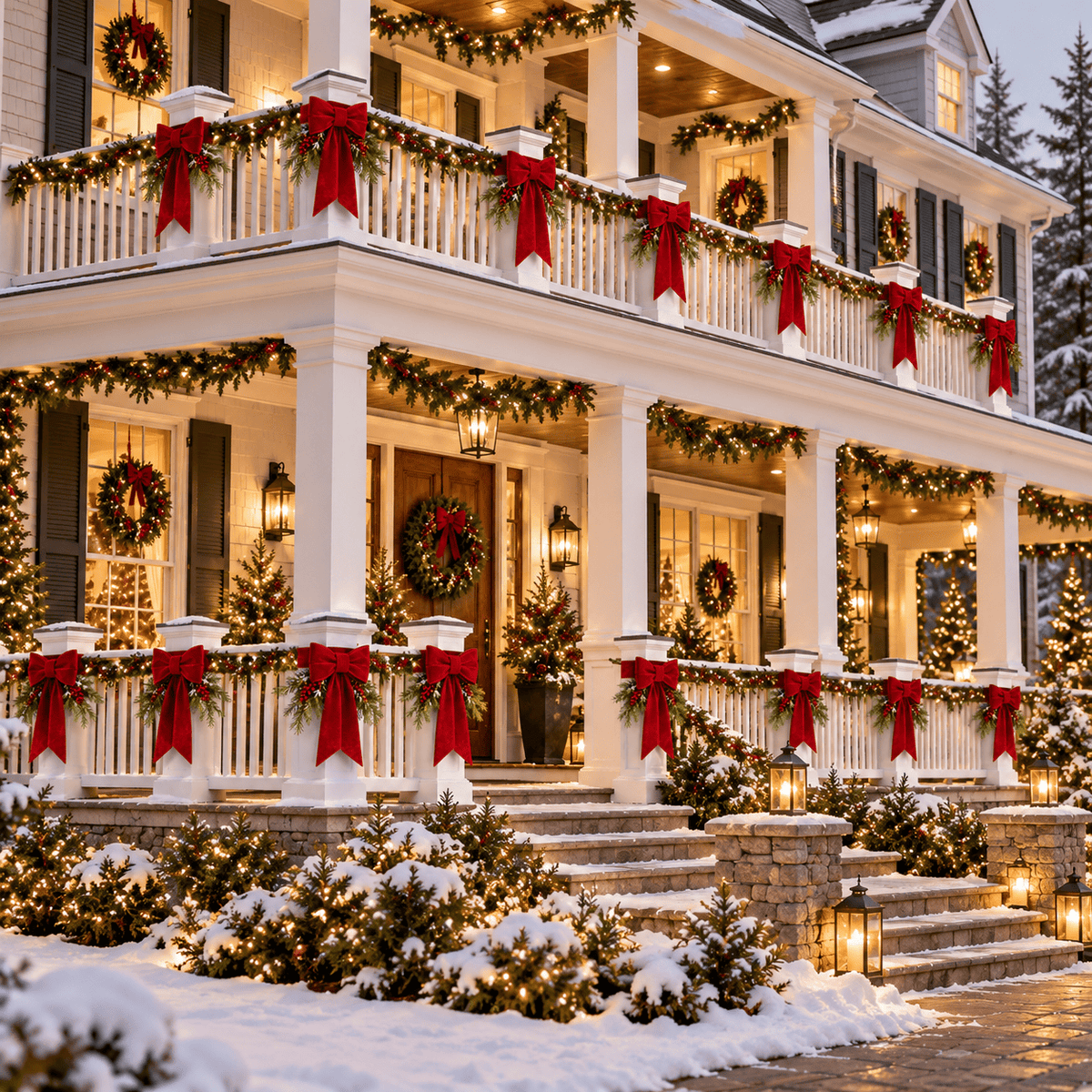 Christmas Porch Bow Decorations