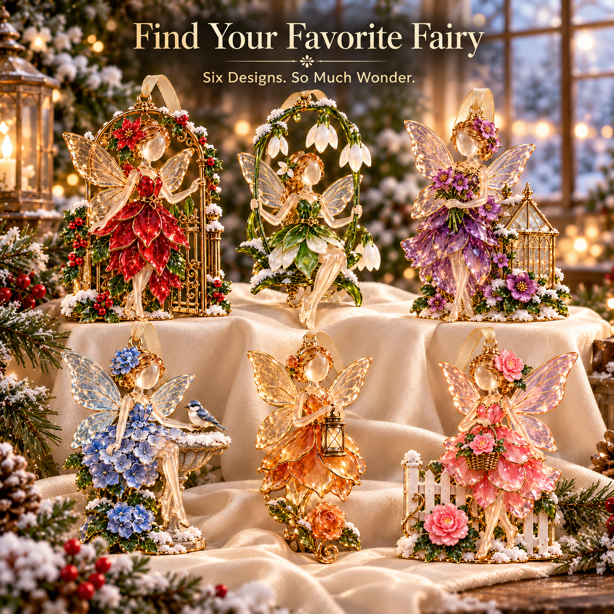 Winter Garden Fairy Christmas ornament collection
