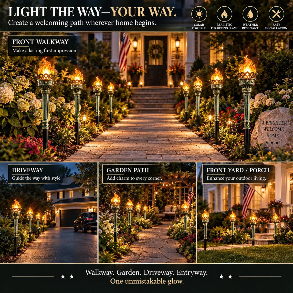 Sunset Ember Solar Flame Garden Lights