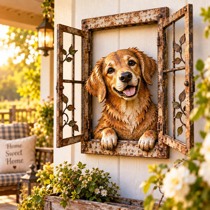 🪟 Rustic Peek-A-Boo Animal Window - Handcrafted Iron Wall Art That Brings a Little Woodland Charm Home 🌿
