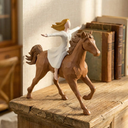 🤎 Forever Free: A Girl and Her Horse Resin Figurine 🐴