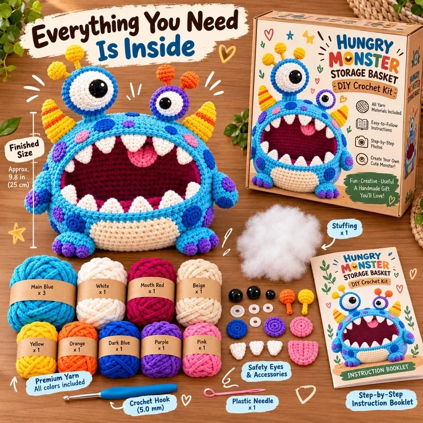 👾🧶Clutter Munchers Hungry Monster DIY Crochet Storage Buddies